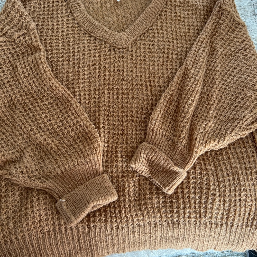 lightweight Free People Sweater in toffee brown